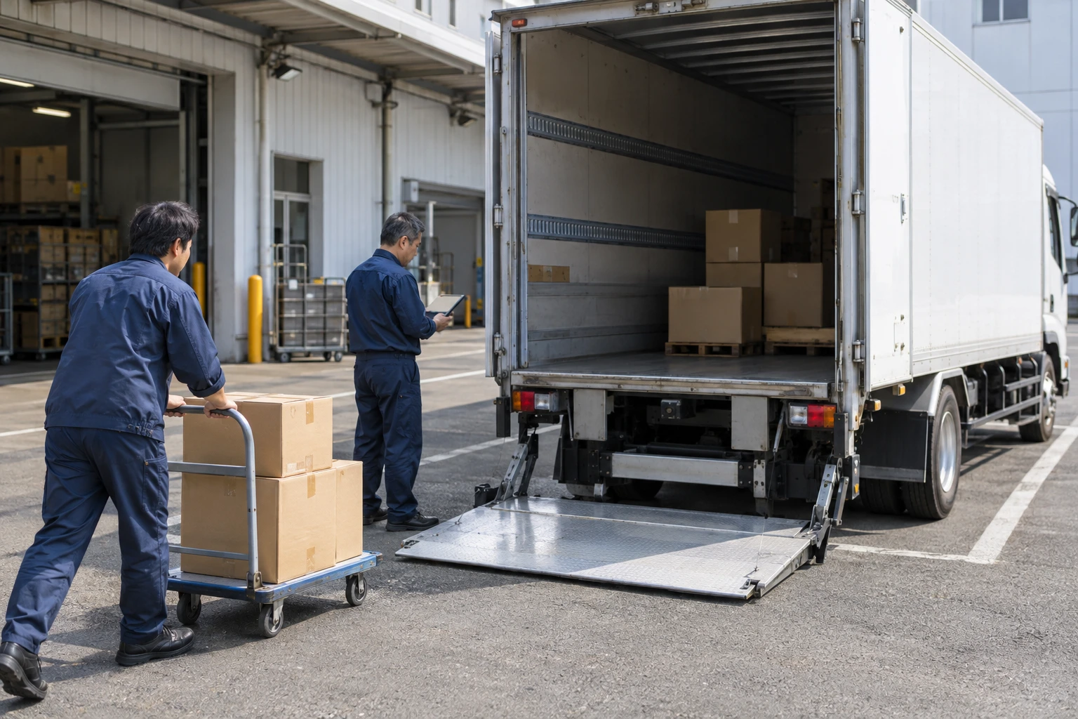 荷台で荷物を確認するスタッフのイメージ